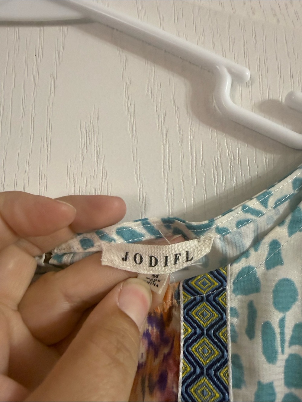 Jodifl Women’s Multi Print Boho Top Sz M. MY-174 - Picture 2 of 3